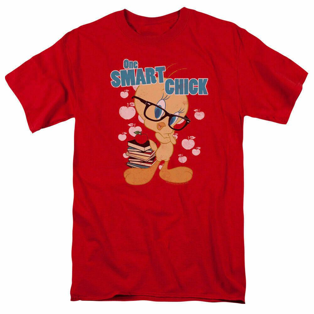 26 Looney Tunes One Smart Chick T Shirt Mens Licensed Cartoon Tweety Bird Red Unisex T-Shirt M