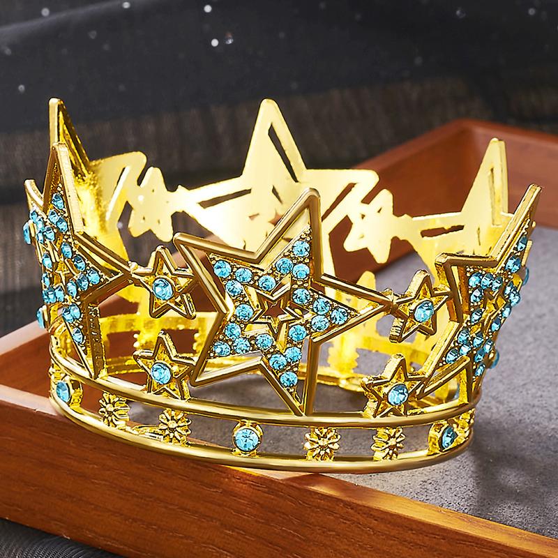 Luxury Star Tiaras Rhinestone Crown for Birthday Cake Topper Decoration Headwear Small Diadem Gift Accessories