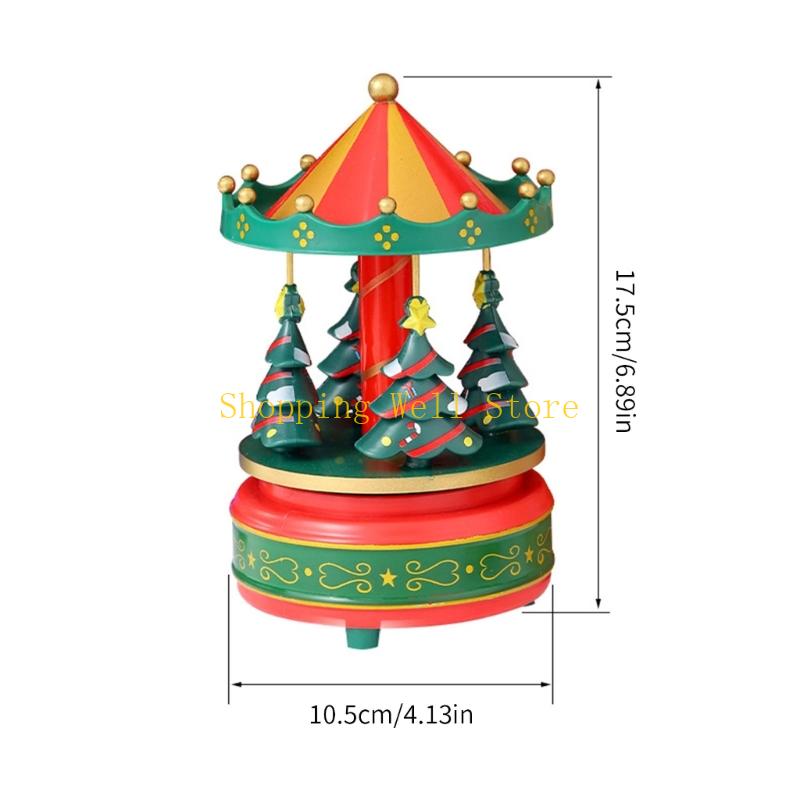 KX4B Rotating Holiday Music Box Christmas Tree Ornament Holiday Homes Decoration Gift