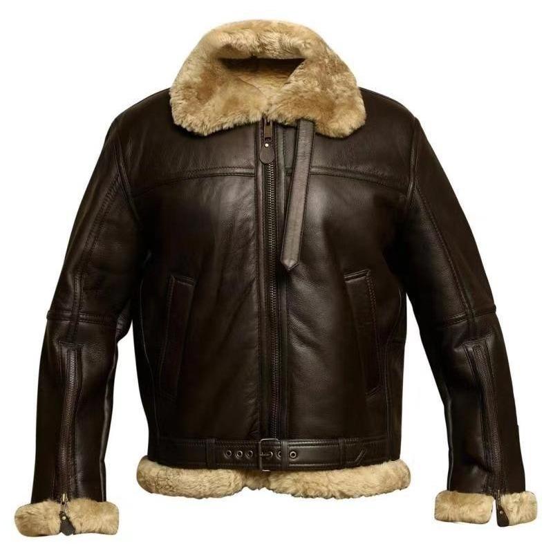 Inverno Casual Cerniera Tasca con Cerniera Revers Mezza Età Nero Tinta Unita Vera Pelliccia Vestibilità Abbigliamento da Uomo