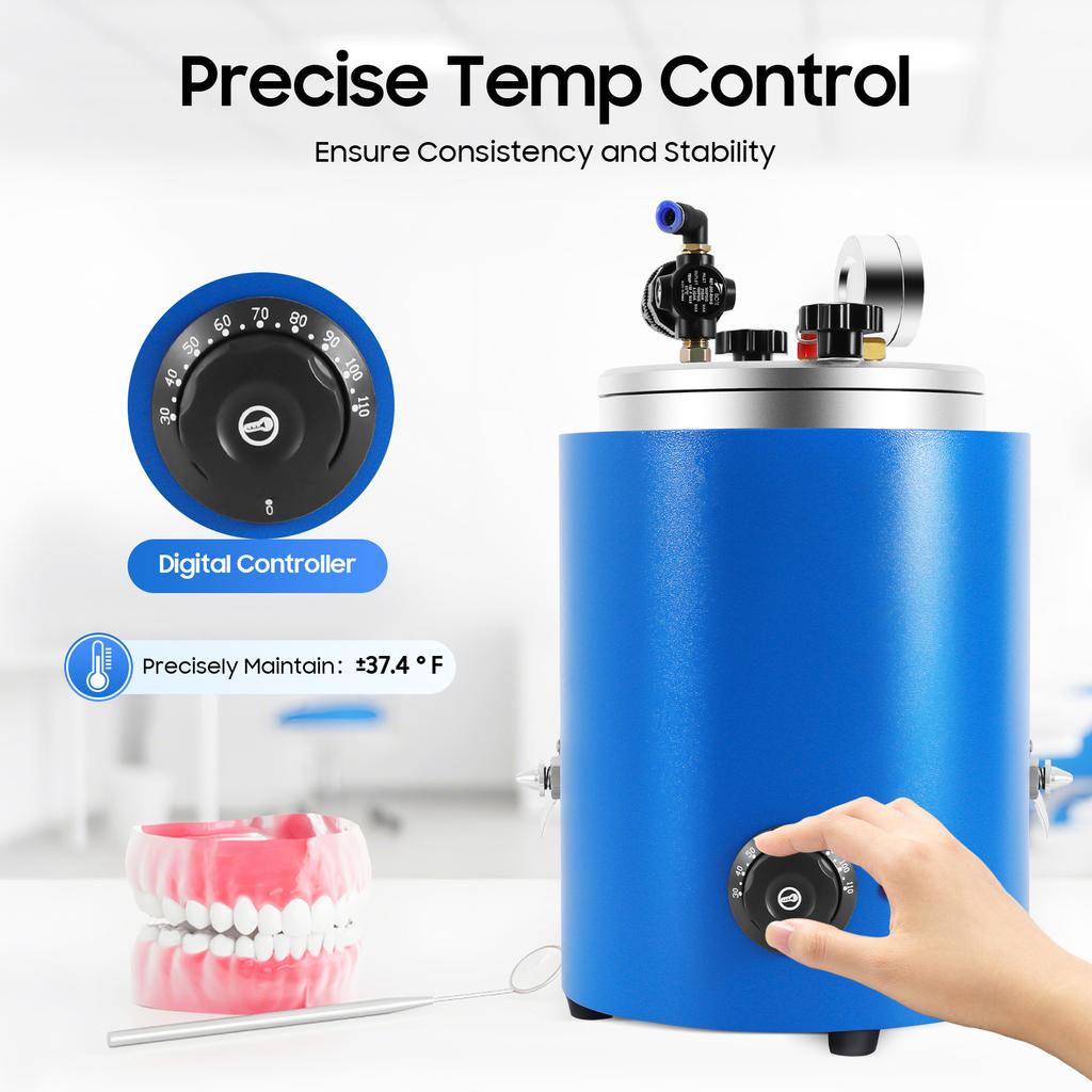 350W Round Wax Injector Machine, 5.51LB Capacity with Digital Temp Control & 2 Nozzles, for Jewelry Casting, Dental Models