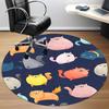 1pc Cats Pattern Office Round Area Rug, Under Office Chairs Bedroom Living Room Home Decor, Room Deco