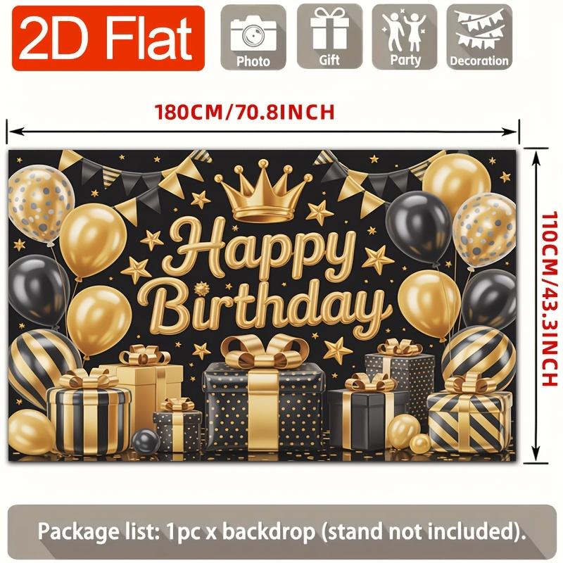 Birthday Party Backdrop Gold Black Polyester Banner Photo Booth Decoration 29
