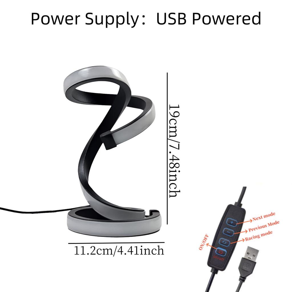 A desktop lamp with an artistic and modern feel. It is USB - powered and has color - changing effects, suitable for various room