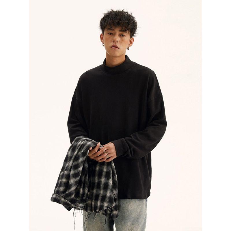 Wassup Basic High-End Half-High Collar Thermal Base Layer Top for Men and Women, Versatile American Style Trendy Brand T-Shirt for Spring and Autumn