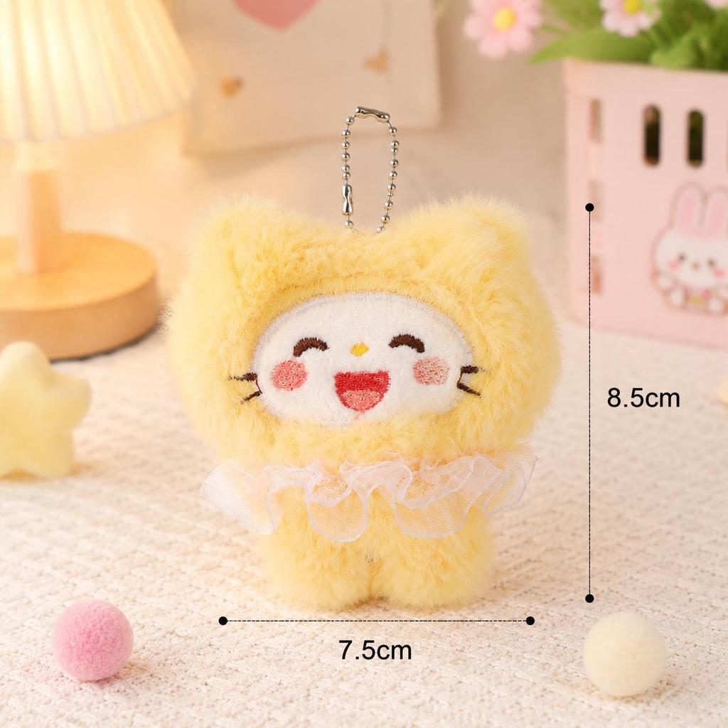 Original KT Cat Doll Keychain - Plush Cartoon Kitten Pendant for Bags