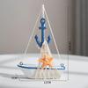 1pc Mini Mediterranean Nautical Wooden Blue Sailing Boat Wood Craft Ornament for Home & Party Decoration