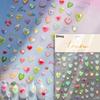 Colored Crystal Star Love Shiny Silver Hollowed Smudging Rainbow Flower Jelly Embossed Nail Art Stickers Manicure Decals