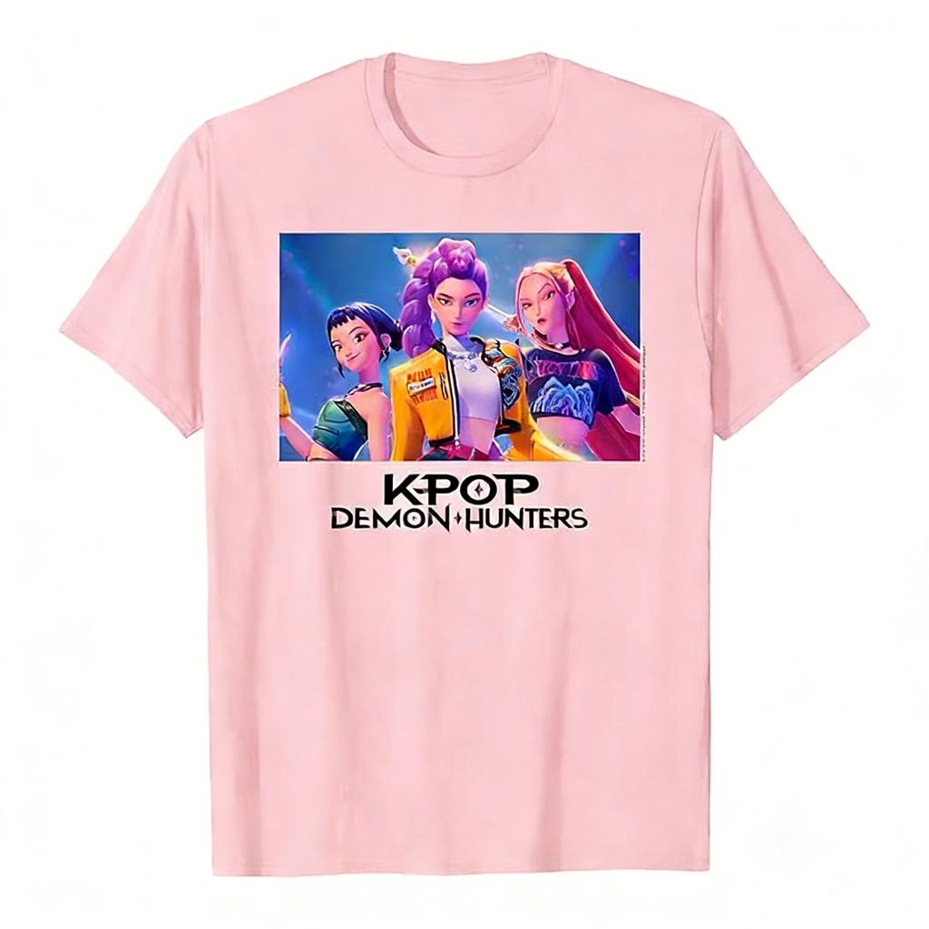 Camiseta Gráfica de Cazadores de Demonios Kpop Anime para Mujer Hombre Manga Corta 2026 Verano Streetwear Estampado de Grupo de Chicas Coreanas Tops de Moda