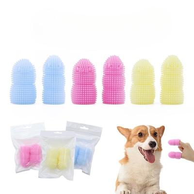 Pet zubní kartáček na dva prsty, zubní kartáček pro psy a kočky, návleky na prsty pro čištění zubů, nástroje pro ústní hygienu domácích mazlíčků