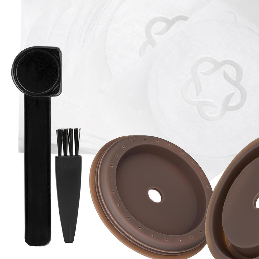 Coffee Discs Accessories, Reusable W/ Aluminum , Silicone, Refillable Lids Spoon Set for