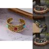 Style Oval Turquoise Bracelet With Vintage Two Tone Leaf Design For Women
