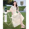 Fleeting Time Embroidered Short-Sleeve Midi Dress