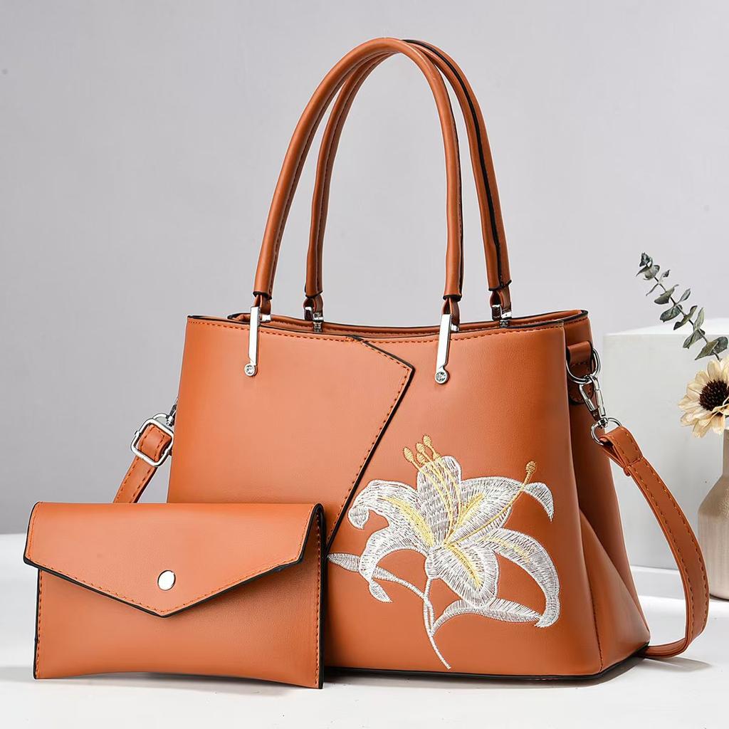 Fashionable Patchwork Embroidered Handbag  Macaron Mother and Child Bag  Versatile and Stylish Large-capacity Crossbody Bag  Trendy