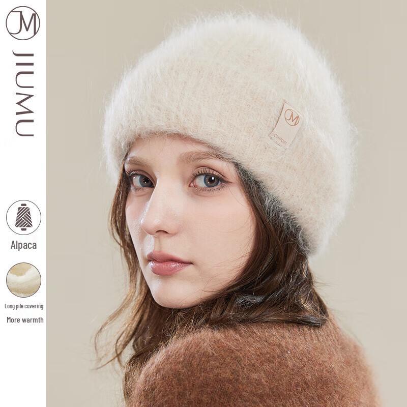 JIUMU Women's Warm Alpaca Wool Knit Beanie