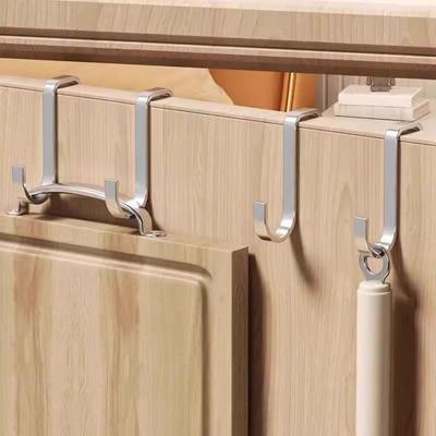 Over Cabinet Door Hook Stainless Steel Door Hanger for Closet Kitchen Cabinet Wardrobe Dorm Heavy Duty Double Hooks for Clothes