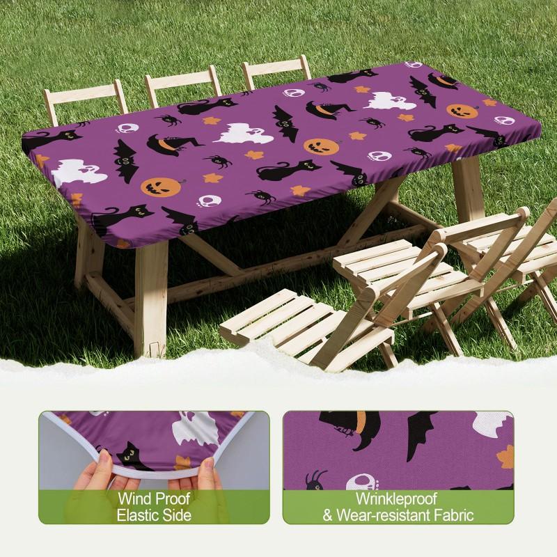 Halloween Print Tablecloth Set Waterproof Dustproof Table Cover Outdoor Dining Chair Covers Modern Rectangular
