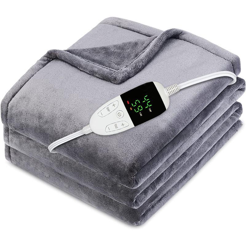 Electric Blankets Flannel & Sherpa, 6 Heat Settings, 10-Hour Time Auto-Off Function, Heated Blanket Over-Heated Protection