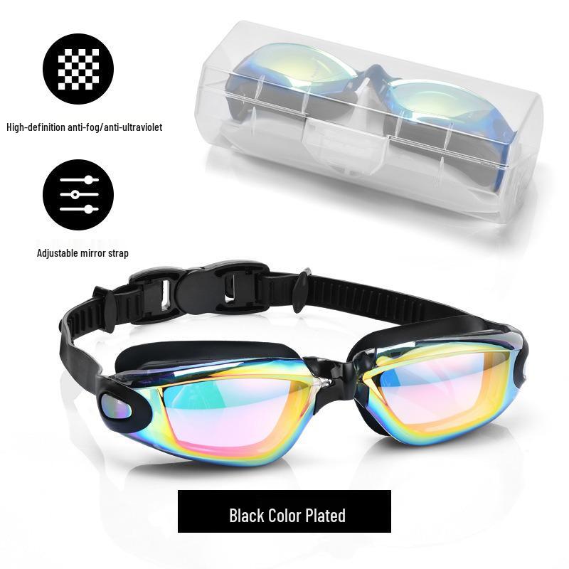 High-Definition Electroplated Silicone Adult Racing Goggles - Professional Anti-Fog Waterproof Swim Goggles