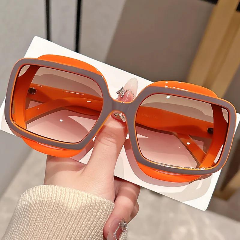 Retro Polygonal Color Blocked Fashionable Sunglasses Retro  Style Exquisite Personalized Colored Sunglasses