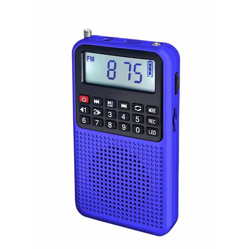 Mini-Taschen-UKW-Radio Hohe Empfindlichkeit Radioempfänger Tragbarer Bluetooth-Lautsprecher Rekorder mit LED-Licht Unterstützung für TF-Karte Headset