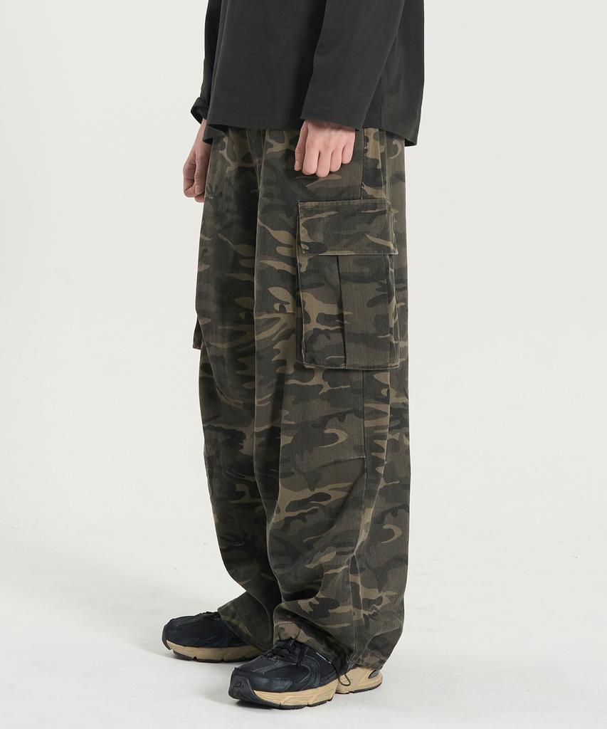 TOFFEE Camo Wide Cotton Pants (Deep Khaki)
