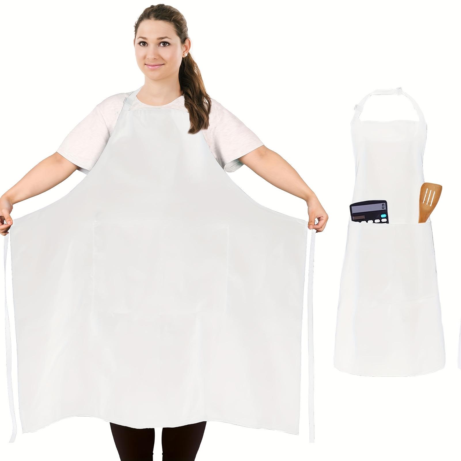 Schwarze Schürze in Übergröße mit verstellbaren Trägern & 2 Taschen - Koch- & Restaurantarbeitskleidung mit individuellem Logo 88*58 cm weiß