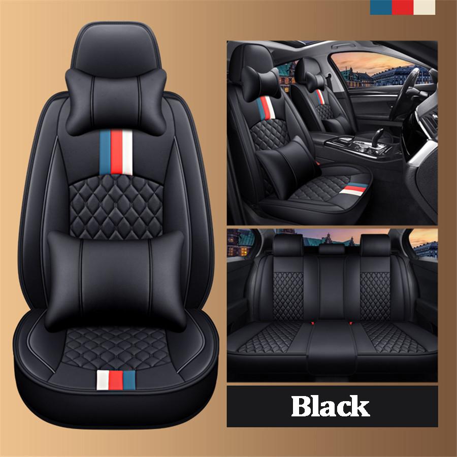 Universal Diamond Full Seat Wear-resistant PU Leather Color Bar Car Seat Cover Cushion Pad Surround Breathable...