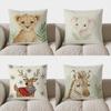 Home Decor Cute Cheetah Cub With Leaves Pillow Cover Pattern Cushion Cover Suitable For Sofa Bedroom Car Pillow Cover