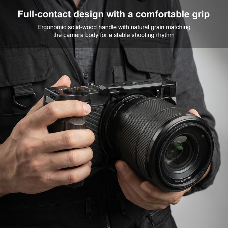 Para Nikon ZR PULUZ Mango de Madera Metal Jaula para Cámara Marco de Expansión (Negro)