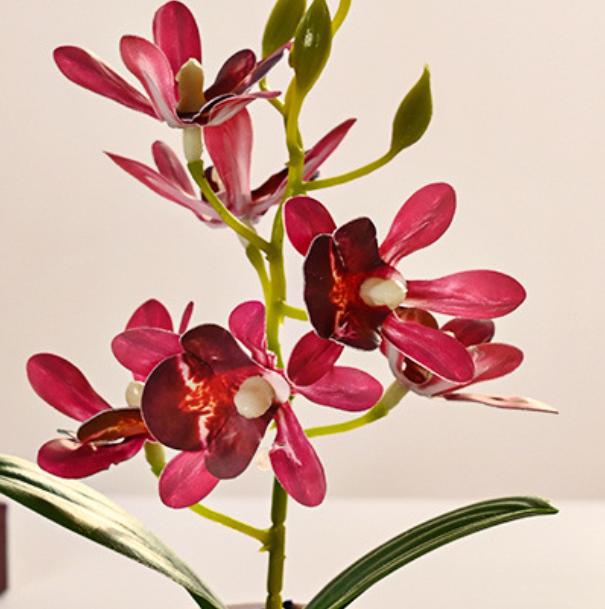 Artificial Orchids Bonsai with Vase,Vivid Orchid Flower Arrangement Phalaenopsis Flowers Pot for Home Office Decor Table Centerpiece House Decorations