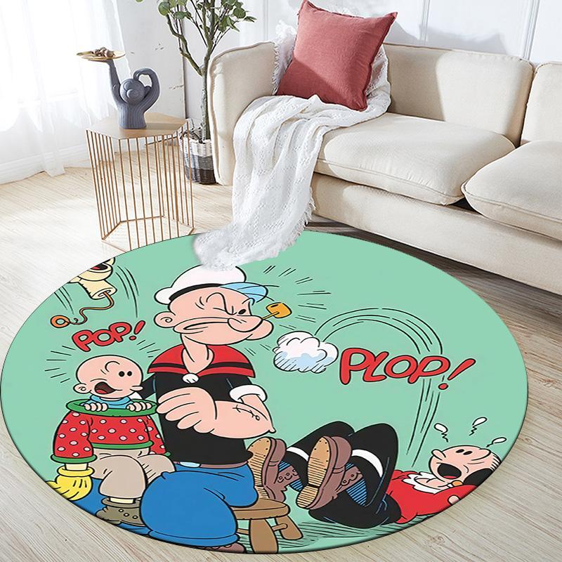 Popeye the Sailor3 Round Area Rug,Carpet Rug for Living Room Bedroom Sofa Playroom Decor,Non-slip Floor Mat