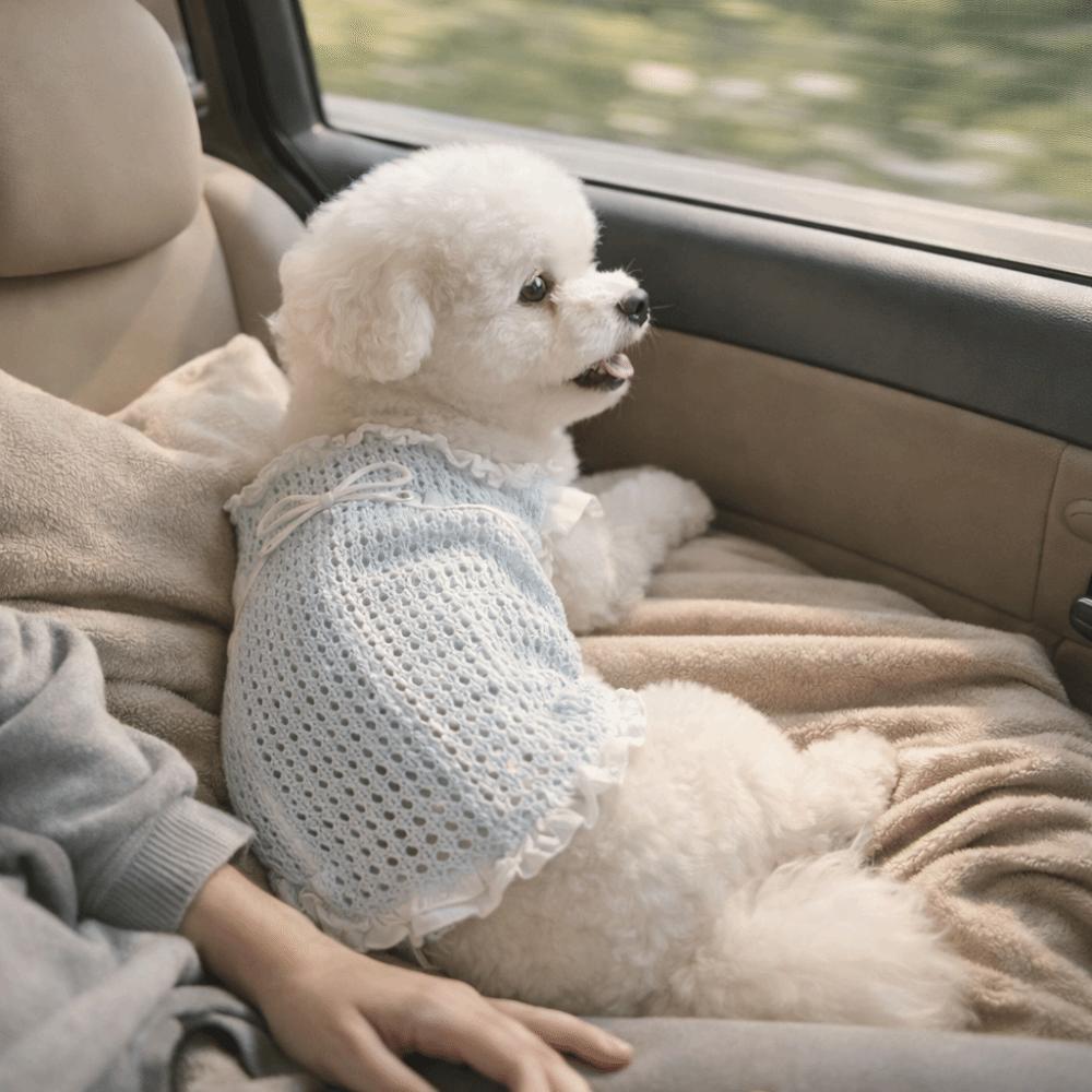 Thin Fabric Pet Mesh Vest Bow Design Pet Princess Dress Dog Two Leg Hoodie  Outdoor Walking