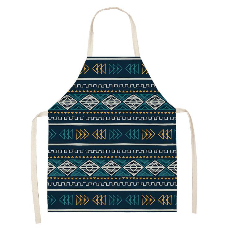 Mandala Geometric Printed Apron for Woman Home Cooking Baking Coffee Shop Cleaning Kitchen Cotton Linen Bibs