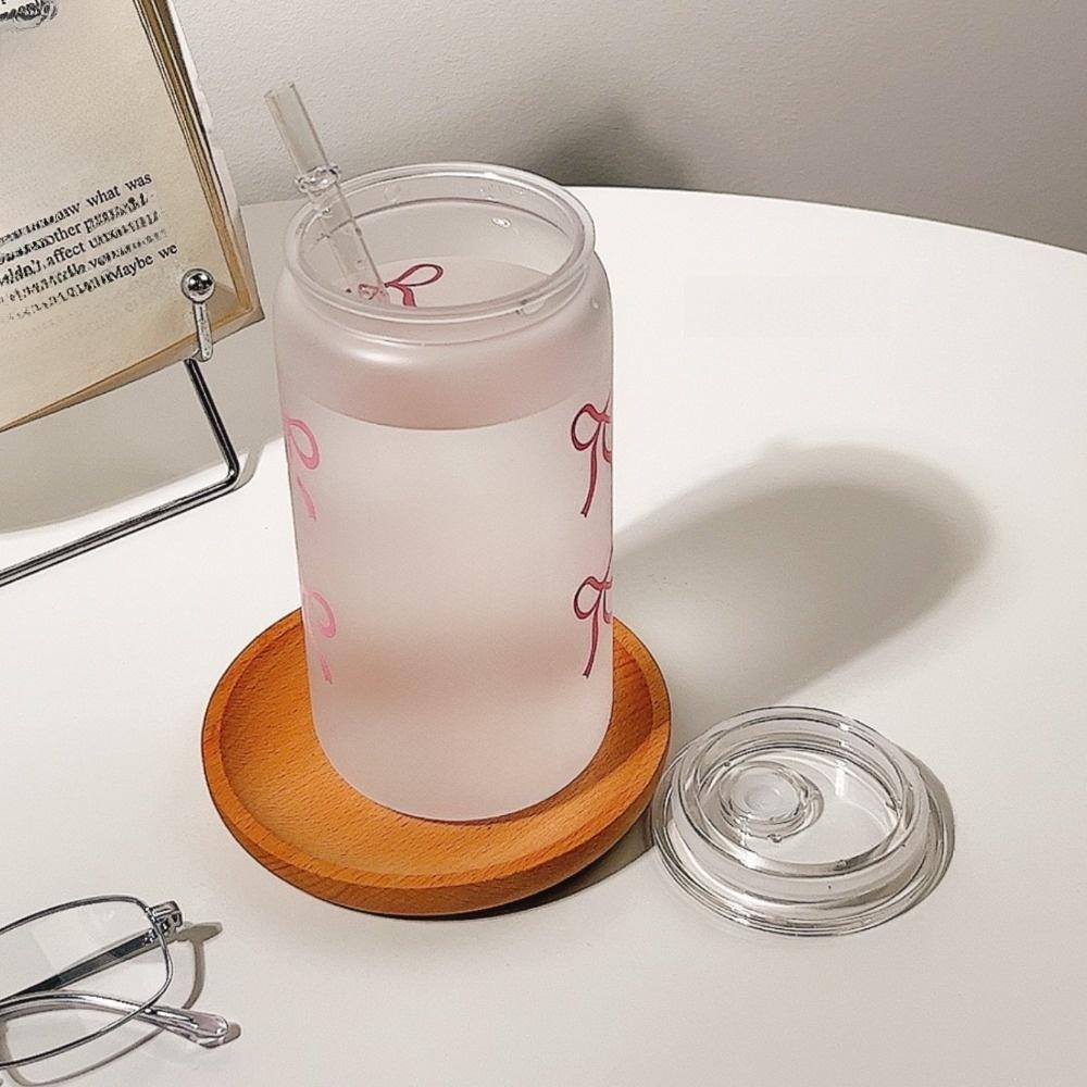 Bowknot Coffee Cup Transparent Water Bottle New Straw Mug