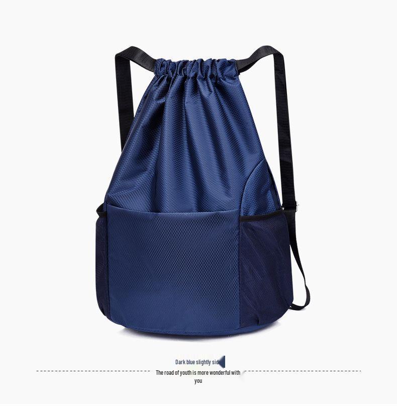 Water-Resistant Foldable Large Capacity Drawstring Sports Backpack with Logo Print for Fitness and Basketball