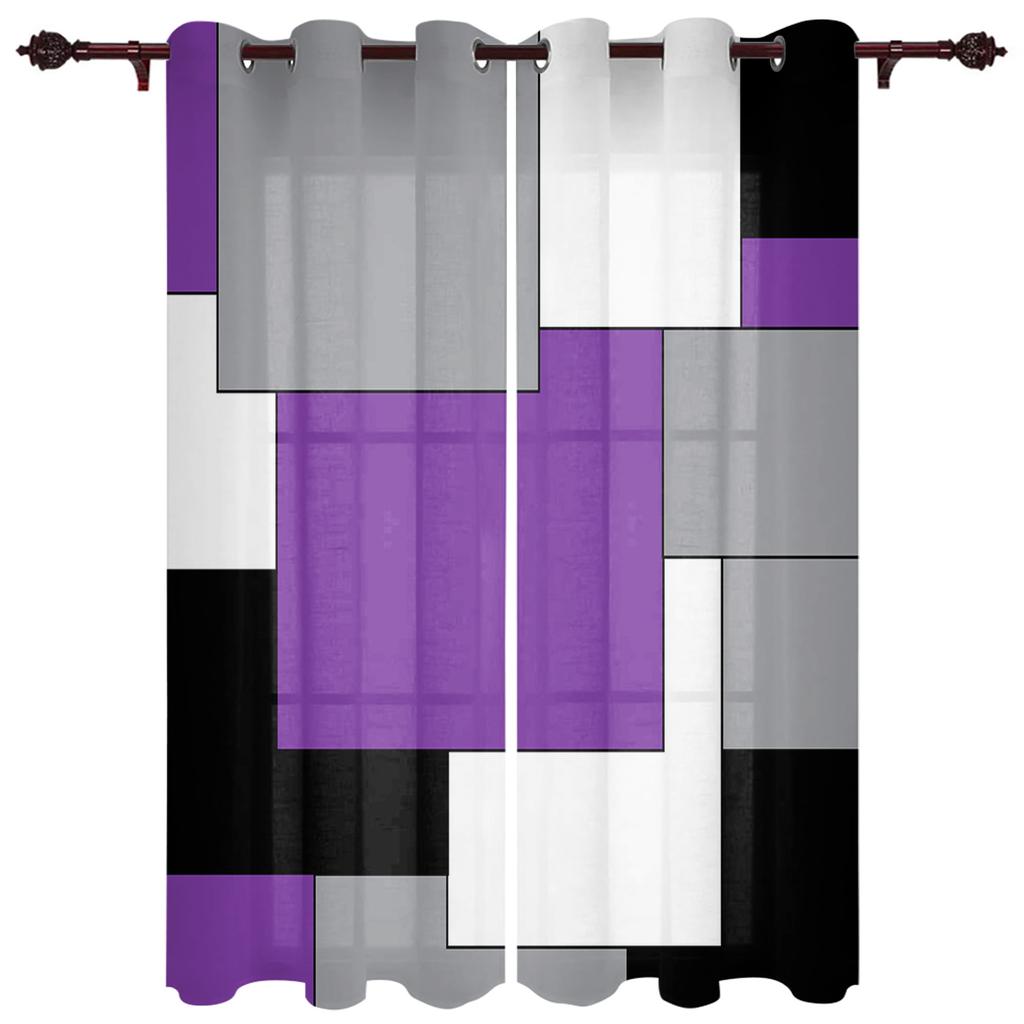 Tende per finestre di arte astratta patchwork nero arancione per soggiorno cucina tende mantovane tende alla moda per camera da letto