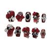 Red Gothic Almond Short Handmade Diamond Nail Set