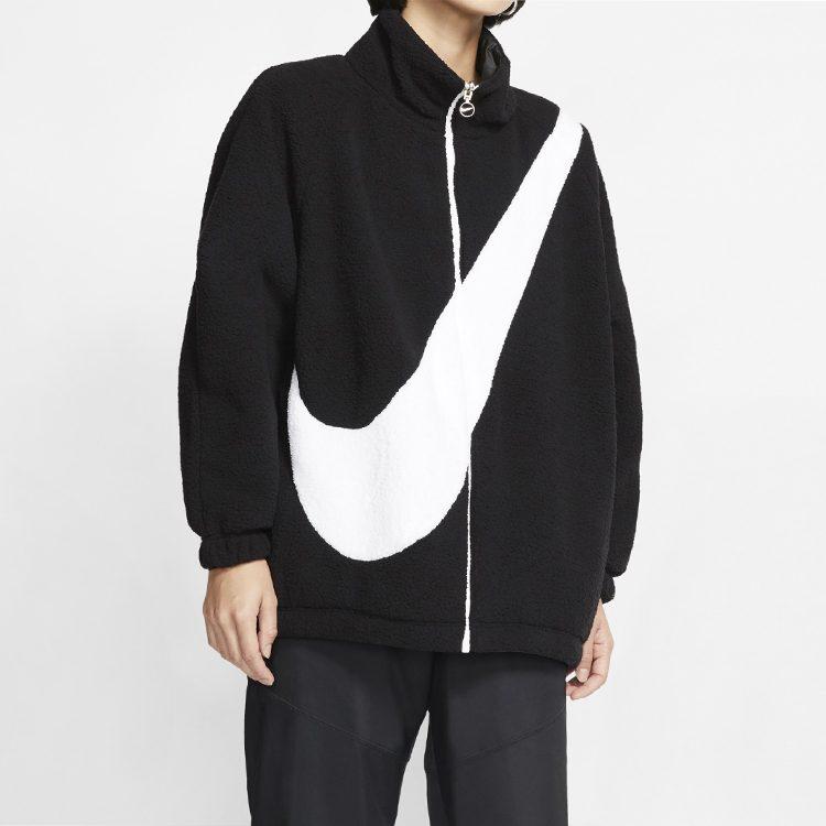 Nike Large Logo Sherpa Reversible Fleece Lined Velvet Feel Coat US Version Women's Black CI8937-010