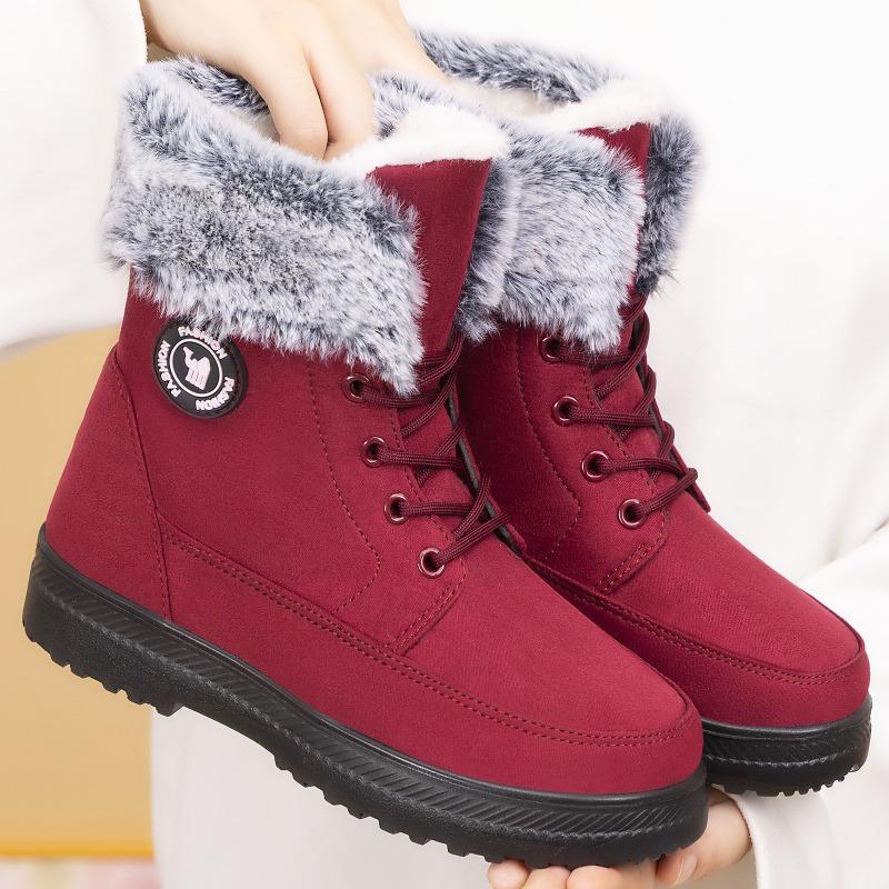 Shoes Women's Cotton Boots Winter Plus Velvet Thickened Mid-top Warm Snow Boots Pedal Cotton Shoes