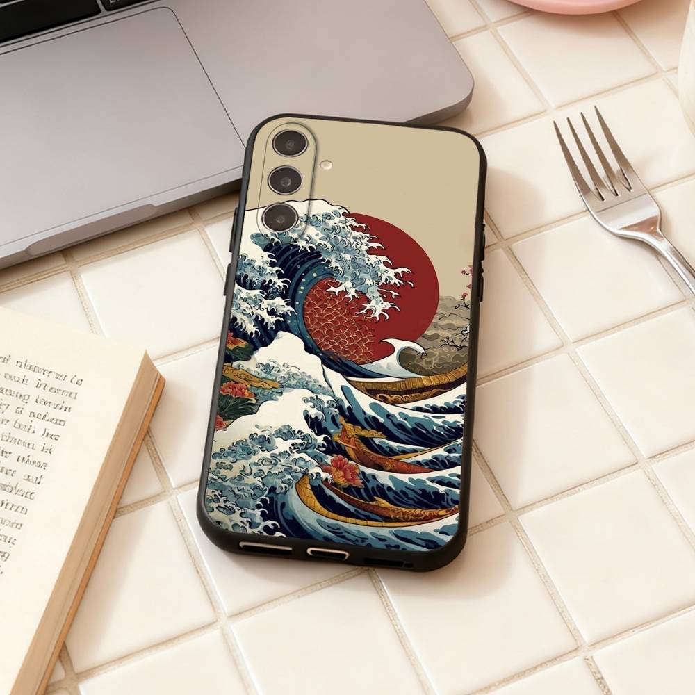 

Japanese Ukiyo-e Ocean Waves phone Case For Samsung Galaxy A73,A72,A71,A70,A53,A52,A51,Others Soft Black Shell Samsung a70