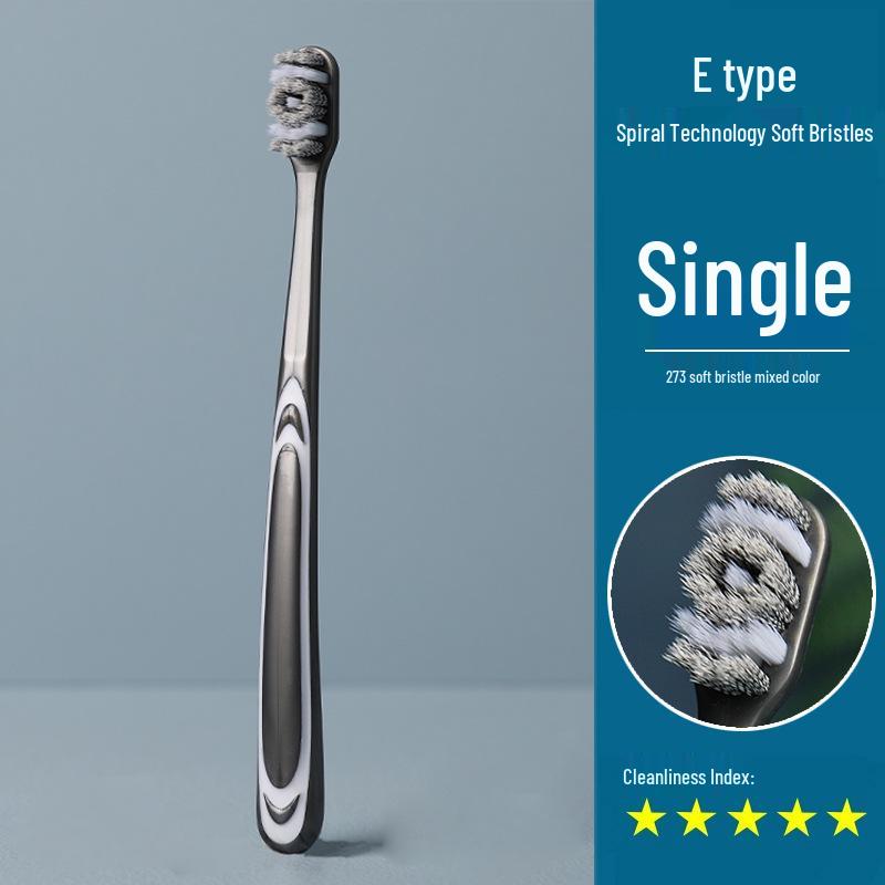 360° Medium-Hard Bristle Toothbrush for Effective Stain Removal - Spiral Filament, Soft Bristle, Adult Size