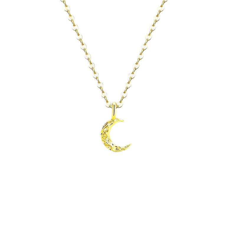 S925 Sterling Silver Moon Pendant Necklace: Women's Simple, High-End Crescent Clavicle Chain
