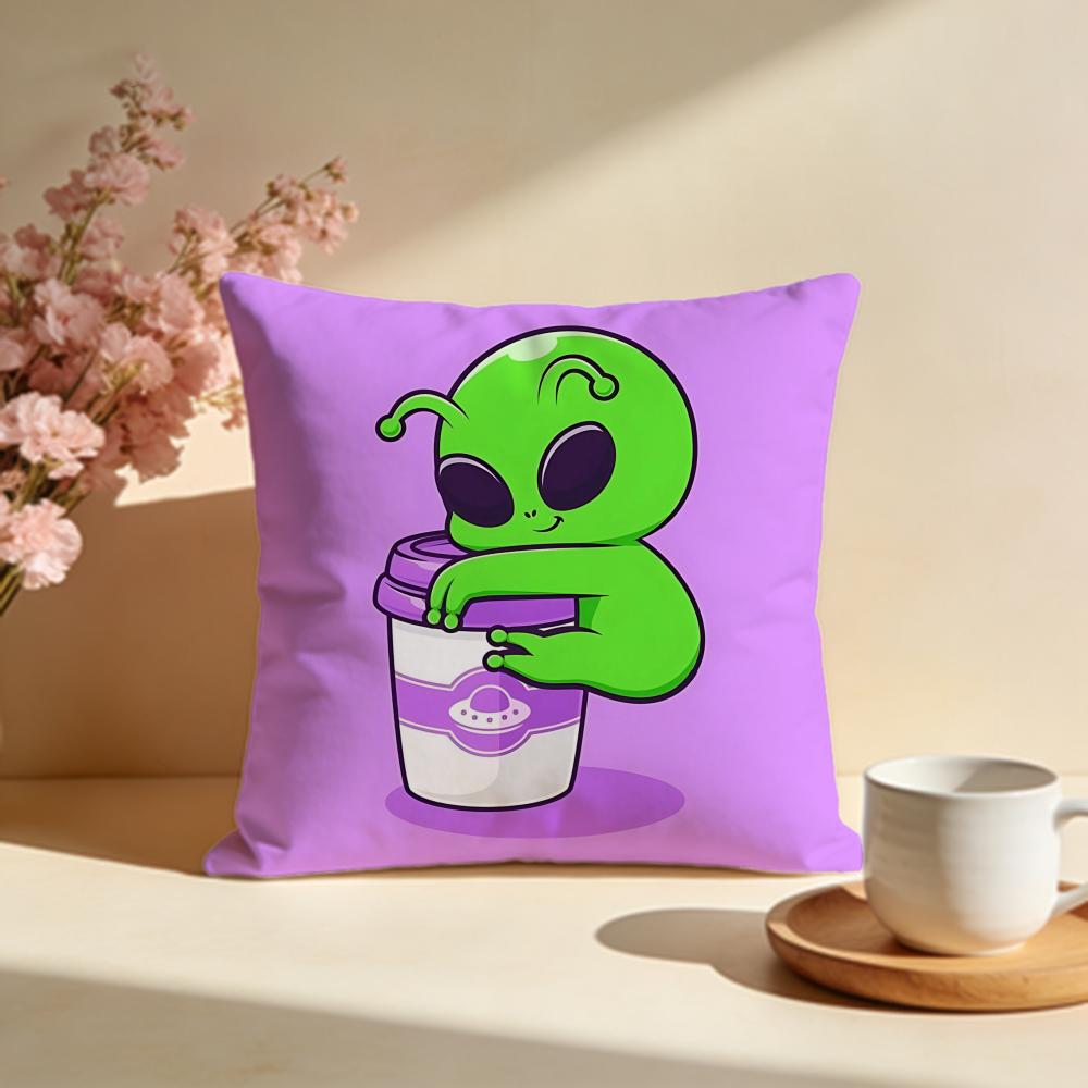 Wacky Silly Alien Cushion Cover Soft Pillow Cases for Home Bedroom Living Room Sofa