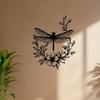 1pc Dragonfly Floral Metal Wall Art, Weather Resistant Garden Statue Mural for Patio, Gift for New Year Easter Nature Insect Lovers