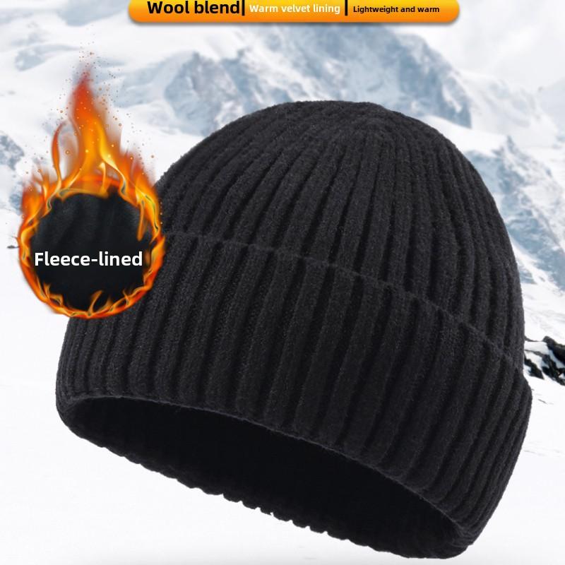 60-65Cm  Big Head Wool Blended Knitted Hats Men Winter Keep Warm Thickened Toand Beanies Large Size Cold Skullies Ski Golf Cap