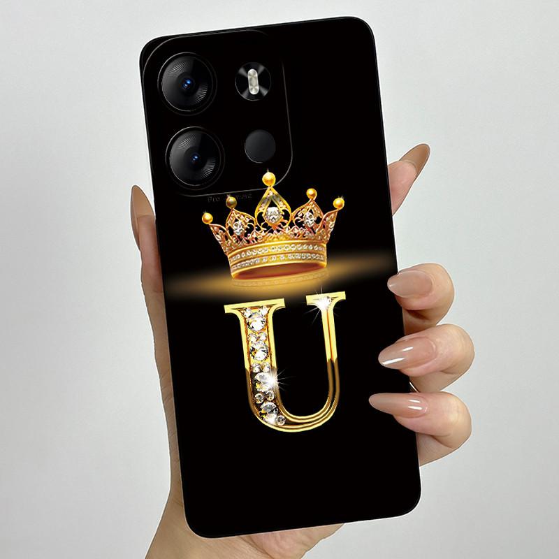 For Tecno Pop 7 Pro Pop7 BF6 BF7 Phone Case Crown Letter Back Cover Soft Liquid Silicone Fundas For Tecno Spark GO 2023 Bumper