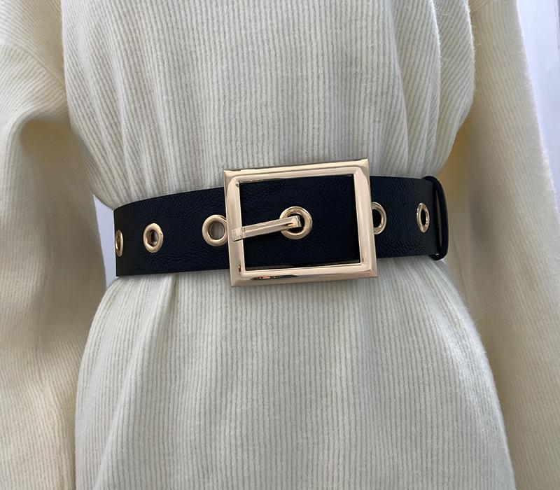 Trendy Black Womens Waist Belt With Rectangle Alloy Buckle For Versatile Fall Looks