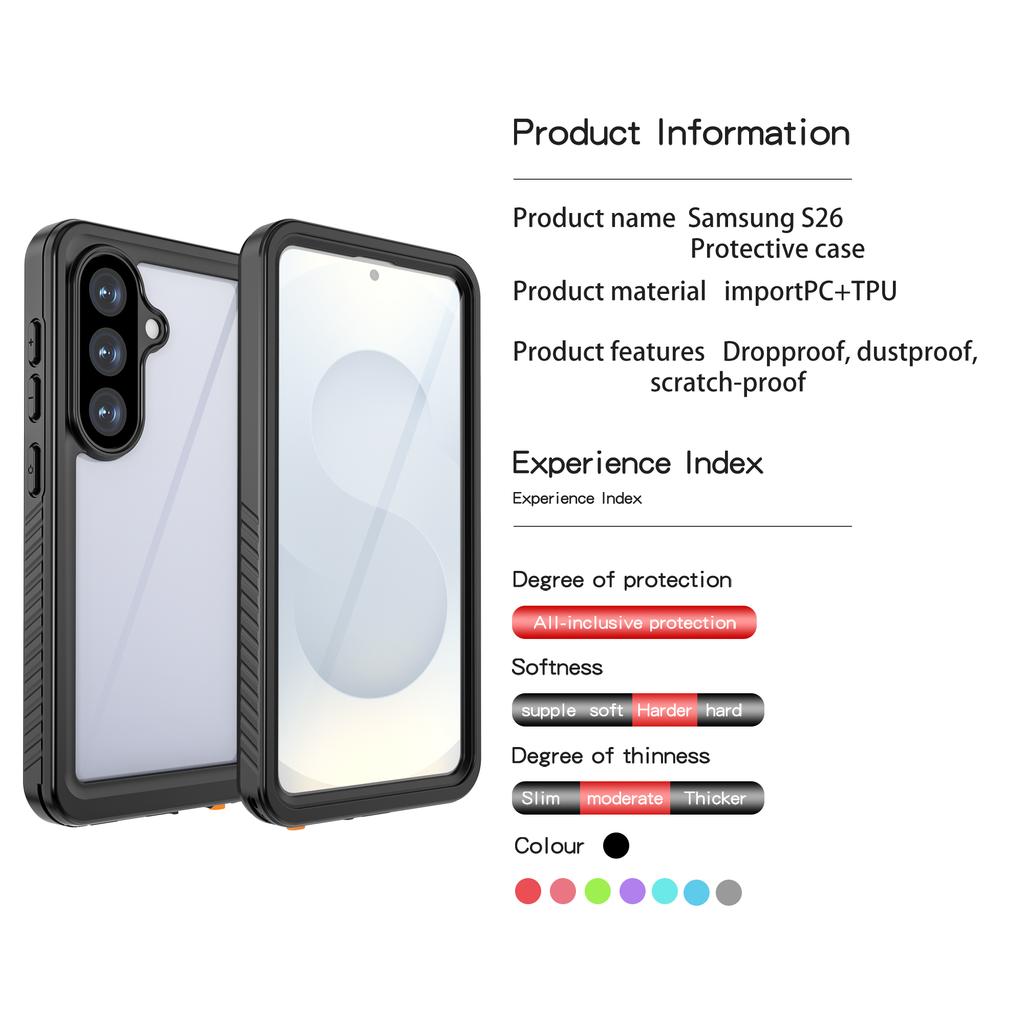 IP68 Waterproof Phone Case for Samsung Galaxy S26 Plus Ultra, Shockproof, Dustproof, Suitable for Swimming and Diving