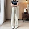 Women Medium Stretch Nylon Spandex Drawstring Wide Leg Pants Loose Draped Quick Dry Thin Summer Commuter Casual Trousers